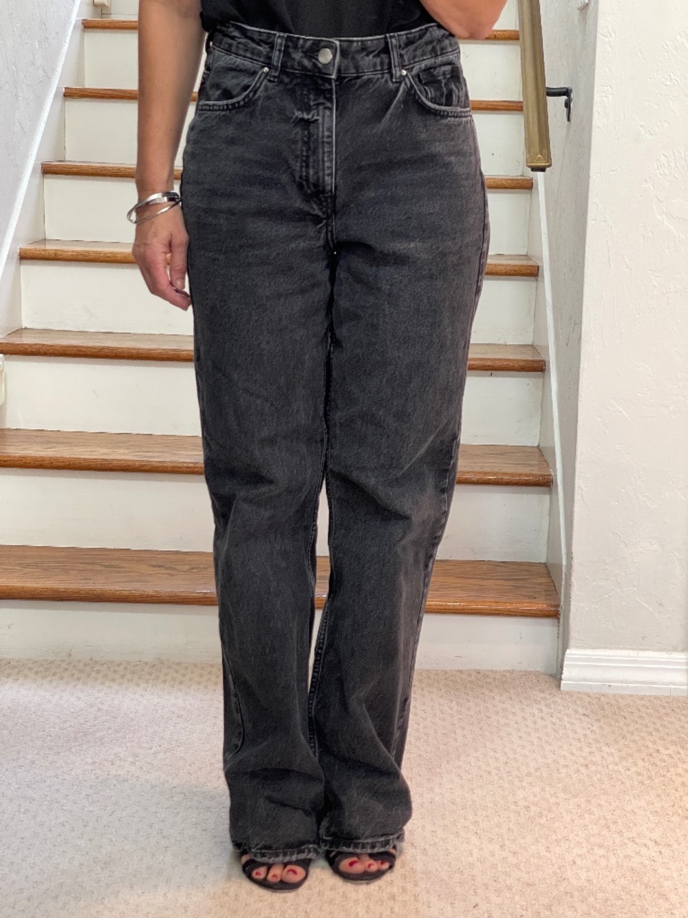 Zara washed gray straight legs jeans women 6